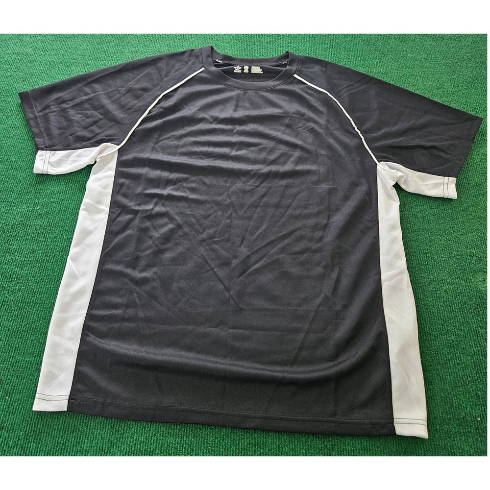 Alleson Athletic T‎ Shirt Black White Athletic Fit Adult Large Short Sleeve